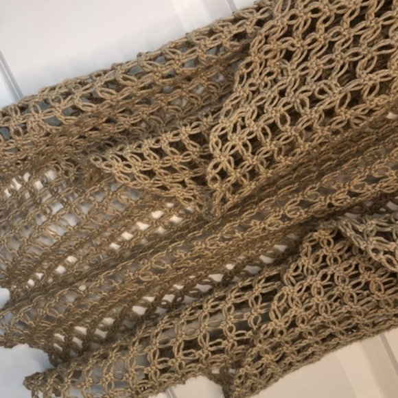 PURE | Pure Handknit 100% Cotton Loose Net Beige  Shrug - Small - Picture 3 of 8